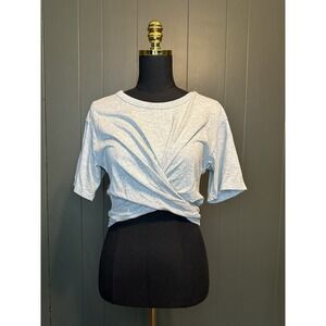 NWT Aerie‎ Gray Crossover Tie Back Short Sleeve Top S Small